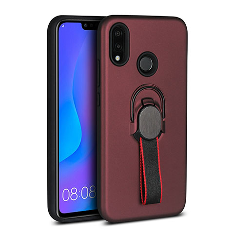 Coque Ultra Fine Silicone Souple Housse Etui avec Support Bague Anneau Aimante Magnetique A02 pour Huawei Nova 3e Marron