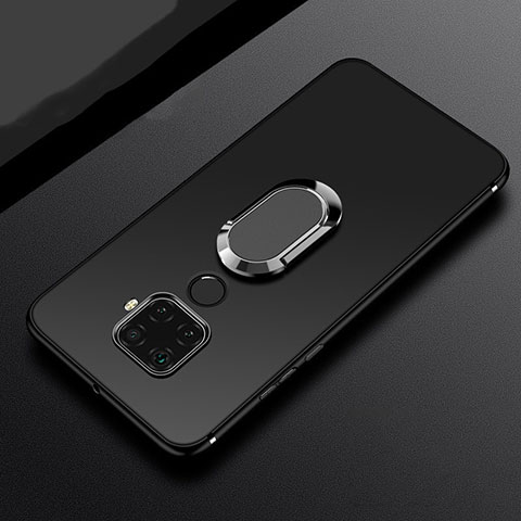 Coque Ultra Fine Silicone Souple Housse Etui avec Support Bague Anneau Aimante Magnetique A02 pour Huawei Nova 5i Pro Noir