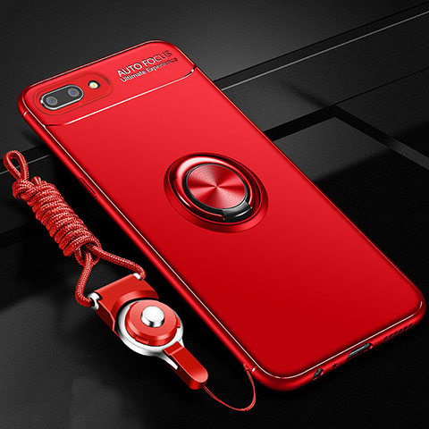 Coque Ultra Fine Silicone Souple Housse Etui avec Support Bague Anneau Aimante Magnetique A02 pour Oppo A12e Rouge