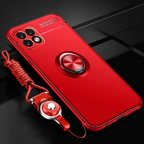 Coque Ultra Fine Silicone Souple Housse Etui avec Support Bague Anneau Aimante Magnetique A02 pour Oppo A53 5G Rouge