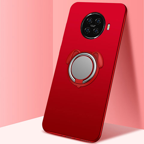 Coque Ultra Fine Silicone Souple Housse Etui avec Support Bague Anneau Aimante Magnetique A02 pour Oppo Ace2 Rouge