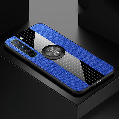 Coque Ultra Fine Silicone Souple Housse Etui avec Support Bague Anneau Aimante Magnetique A02 pour Oppo Find X2 Lite Bleu