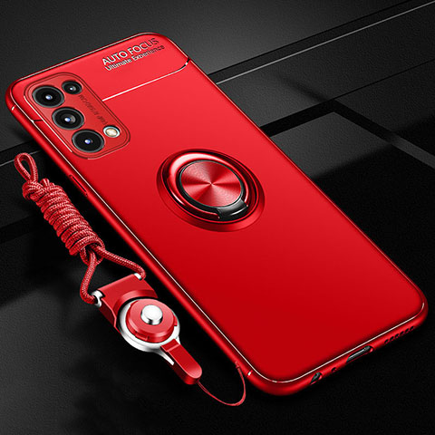 Coque Ultra Fine Silicone Souple Housse Etui avec Support Bague Anneau Aimante Magnetique A02 pour Oppo Find X3 Lite 5G Rouge