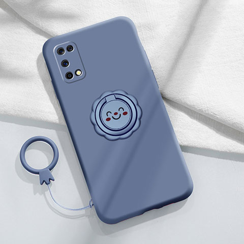 Coque Ultra Fine Silicone Souple Housse Etui avec Support Bague Anneau Aimante Magnetique A02 pour Oppo K7x 5G Gris Lavende