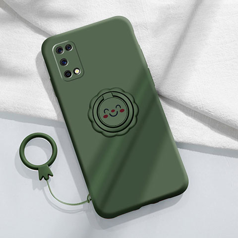 Coque Ultra Fine Silicone Souple Housse Etui avec Support Bague Anneau Aimante Magnetique A02 pour Oppo K7x 5G Vert Nuit