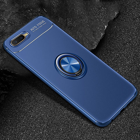 Coque Ultra Fine Silicone Souple Housse Etui avec Support Bague Anneau Aimante Magnetique A02 pour Oppo R15X Bleu