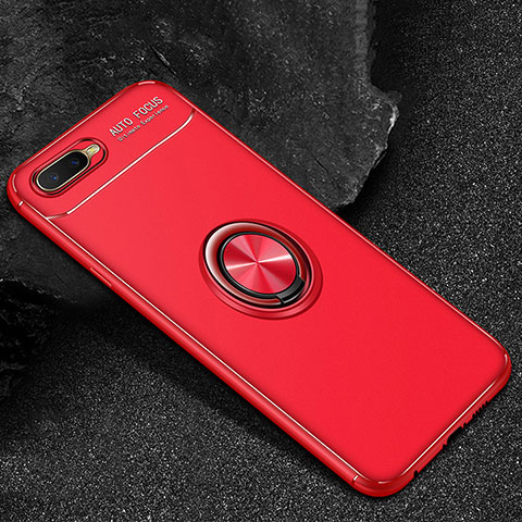 Coque Ultra Fine Silicone Souple Housse Etui avec Support Bague Anneau Aimante Magnetique A02 pour Oppo R15X Rouge