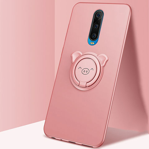 Coque Ultra Fine Silicone Souple Housse Etui avec Support Bague Anneau Aimante Magnetique A02 pour Oppo R17 Pro Or Rose