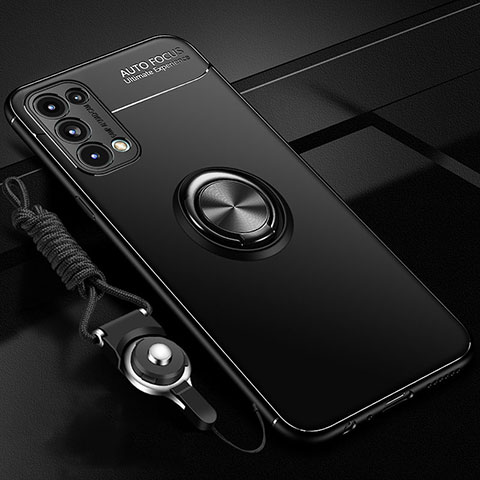 Coque Ultra Fine Silicone Souple Housse Etui avec Support Bague Anneau Aimante Magnetique A02 pour Oppo Reno5 5G Noir