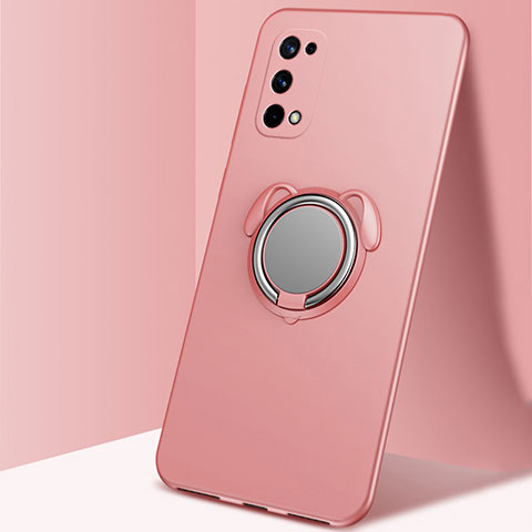 Coque Ultra Fine Silicone Souple Housse Etui avec Support Bague Anneau Aimante Magnetique A02 pour Realme V15 5G Or Rose