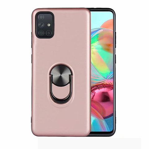 Coque Ultra Fine Silicone Souple Housse Etui avec Support Bague Anneau Aimante Magnetique A02 pour Samsung Galaxy A51 5G Or Rose