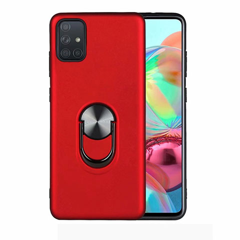 Coque Ultra Fine Silicone Souple Housse Etui avec Support Bague Anneau Aimante Magnetique A02 pour Samsung Galaxy A51 5G Rouge