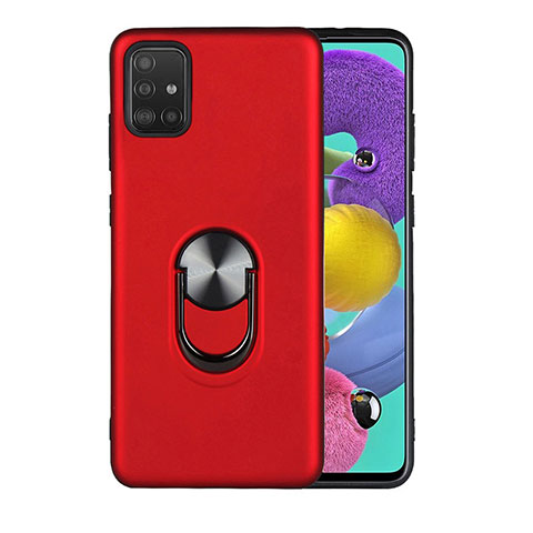 Coque Ultra Fine Silicone Souple Housse Etui avec Support Bague Anneau Aimante Magnetique A02 pour Samsung Galaxy A71 5G Rouge