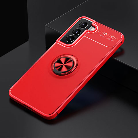 Coque Ultra Fine Silicone Souple Housse Etui avec Support Bague Anneau Aimante Magnetique A02 pour Samsung Galaxy S21 5G Rouge