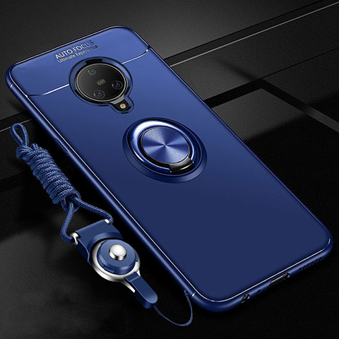 Coque Ultra Fine Silicone Souple Housse Etui avec Support Bague Anneau Aimante Magnetique A02 pour Vivo Nex 3 5G Bleu