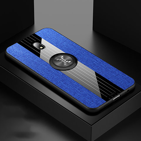 Coque Ultra Fine Silicone Souple Housse Etui avec Support Bague Anneau Aimante Magnetique A02 pour Xiaomi Redmi 8A Bleu