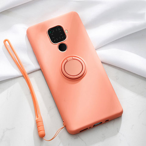 Coque Ultra Fine Silicone Souple Housse Etui avec Support Bague Anneau Aimante Magnetique A03 pour Huawei Nova 5i Pro Orange