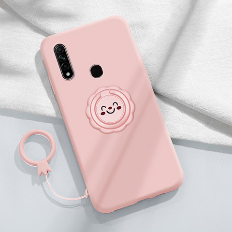 Coque Ultra Fine Silicone Souple Housse Etui avec Support Bague Anneau Aimante Magnetique A03 pour Oppo A31 Rose