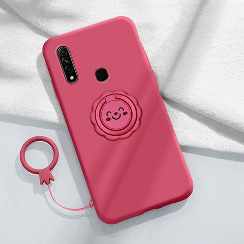 Coque Ultra Fine Silicone Souple Housse Etui avec Support Bague Anneau Aimante Magnetique A03 pour Oppo A31 Vin Rouge