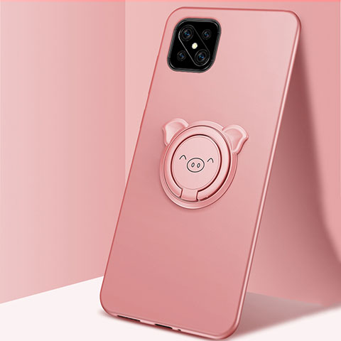 Coque Ultra Fine Silicone Souple Housse Etui avec Support Bague Anneau Aimante Magnetique A03 pour Oppo Reno4 Z 5G Or Rose