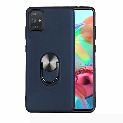 Coque Ultra Fine Silicone Souple Housse Etui avec Support Bague Anneau Aimante Magnetique A03 pour Samsung Galaxy A71 5G Bleu