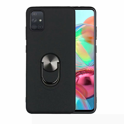 Coque Ultra Fine Silicone Souple Housse Etui avec Support Bague Anneau Aimante Magnetique A03 pour Samsung Galaxy A71 5G Noir