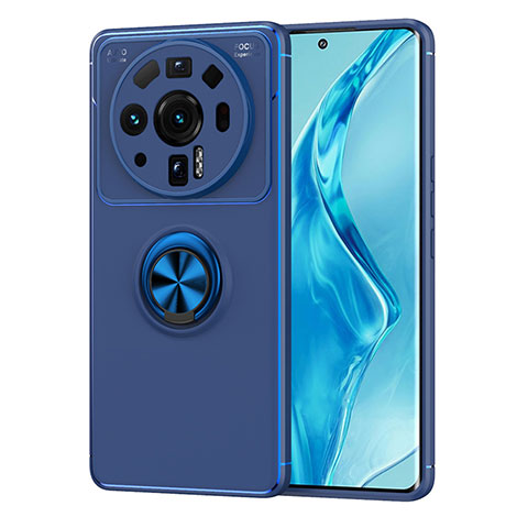 Coque Ultra Fine Silicone Souple Housse Etui avec Support Bague Anneau Aimante Magnetique A03 pour Xiaomi Mi 12 Ultra 5G Bleu