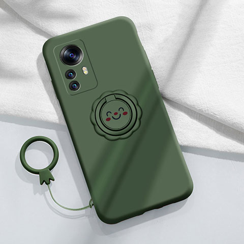 Coque Ultra Fine Silicone Souple Housse Etui avec Support Bague Anneau Aimante Magnetique A03 pour Xiaomi Mi 12S 5G Vert