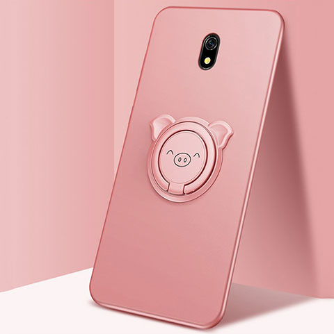 Coque Ultra Fine Silicone Souple Housse Etui avec Support Bague Anneau Aimante Magnetique A03 pour Xiaomi Redmi 8A Or Rose