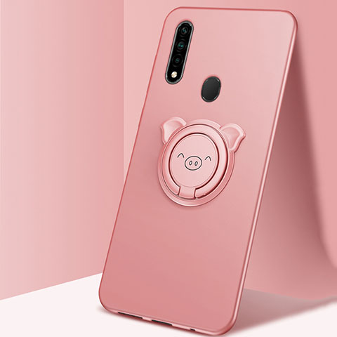 Coque Ultra Fine Silicone Souple Housse Etui avec Support Bague Anneau Aimante Magnetique A04 pour Oppo A31 Or Rose