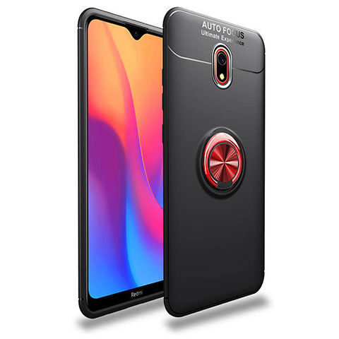 Coque Ultra Fine Silicone Souple Housse Etui avec Support Bague Anneau Aimante Magnetique A04 pour Xiaomi Redmi 8A Rouge et Noir