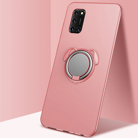 Coque Ultra Fine Silicone Souple Housse Etui avec Support Bague Anneau Aimante Magnetique A05 pour Oppo A72 Or Rose