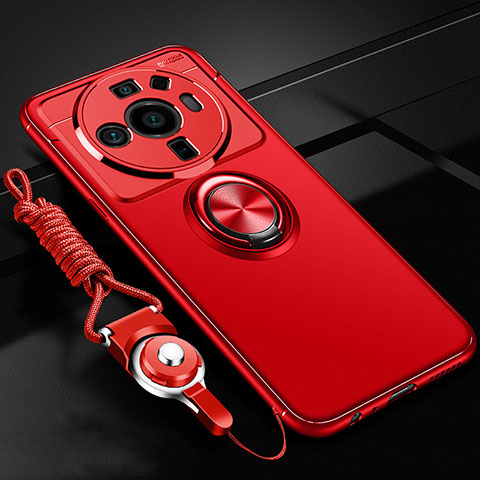 Coque Ultra Fine Silicone Souple Housse Etui avec Support Bague Anneau Aimante Magnetique A05 pour Xiaomi Mi 12 Ultra 5G Rouge