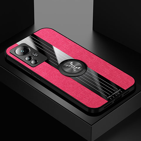 Coque Ultra Fine Silicone Souple Housse Etui avec Support Bague Anneau Aimante Magnetique A07 pour Xiaomi Mi 12 5G Rouge