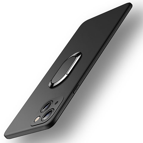 Coque Ultra Fine Silicone Souple Housse Etui avec Support Bague Anneau Aimante Magnetique A09 pour Apple iPhone 13 Noir