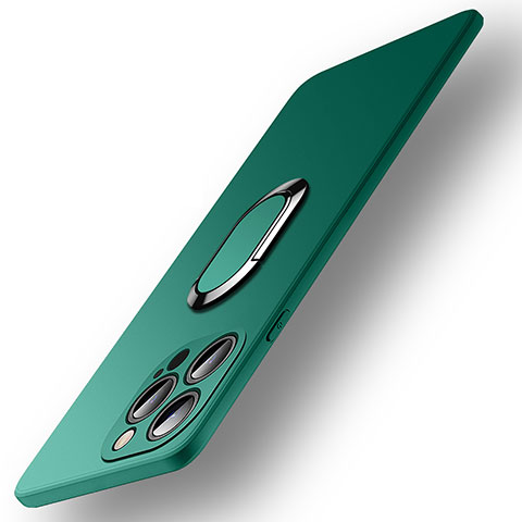 Coque Ultra Fine Silicone Souple Housse Etui avec Support Bague Anneau Aimante Magnetique A09 pour Apple iPhone 15 Pro Max Vert