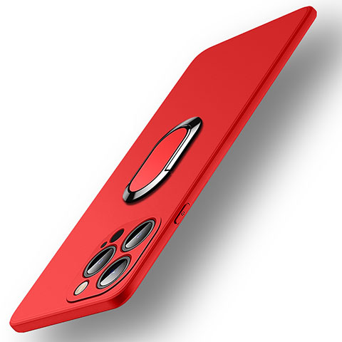 Coque Ultra Fine Silicone Souple Housse Etui avec Support Bague Anneau Aimante Magnetique A09 pour Apple iPhone 15 Pro Rouge