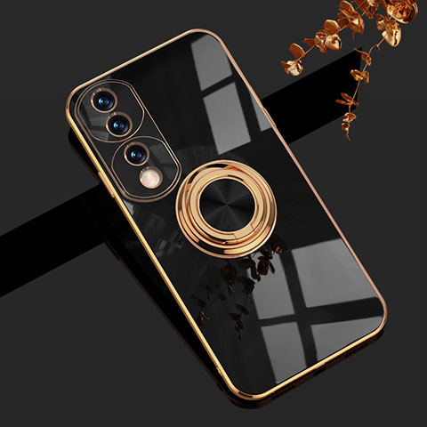 Coque Ultra Fine Silicone Souple Housse Etui avec Support Bague Anneau Aimante Magnetique AN1 pour Huawei Honor 70 Pro 5G Noir