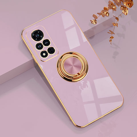 Coque Ultra Fine Silicone Souple Housse Etui avec Support Bague Anneau Aimante Magnetique AN1 pour Huawei Honor V40 5G Violet Clair