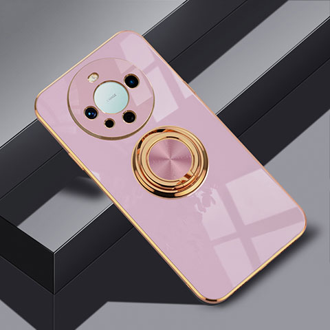 Coque Ultra Fine Silicone Souple Housse Etui avec Support Bague Anneau Aimante Magnetique AN1 pour Huawei Mate 60 Pro Violet Clair