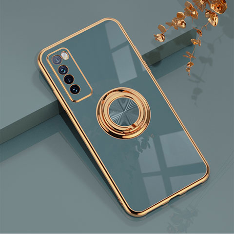 Coque Ultra Fine Silicone Souple Housse Etui avec Support Bague Anneau Aimante Magnetique AN1 pour Huawei Nova 7 5G Gris Lavende