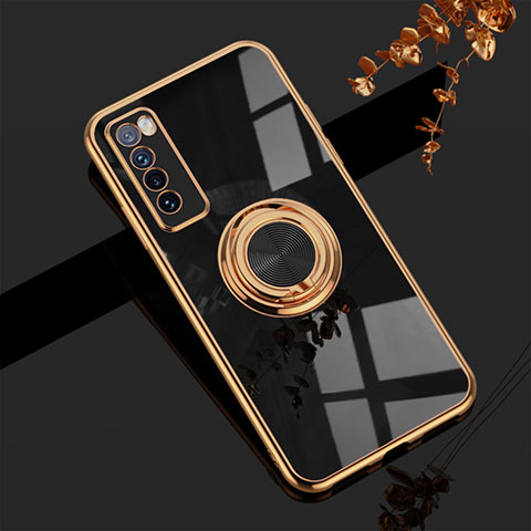 Coque Ultra Fine Silicone Souple Housse Etui avec Support Bague Anneau Aimante Magnetique AN1 pour Huawei Nova 7 5G Noir