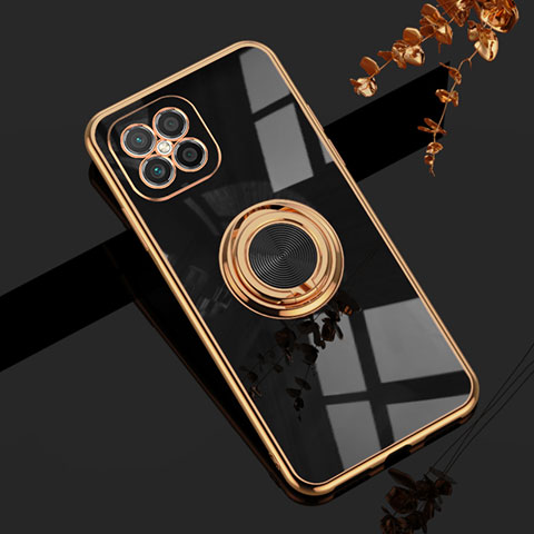 Coque Ultra Fine Silicone Souple Housse Etui avec Support Bague Anneau Aimante Magnetique AN1 pour Huawei Nova 8 SE 4G Noir