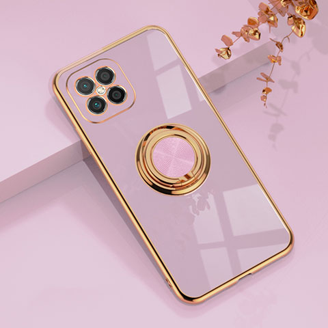 Coque Ultra Fine Silicone Souple Housse Etui avec Support Bague Anneau Aimante Magnetique AN1 pour Huawei Nova 8 SE 4G Violet Clair