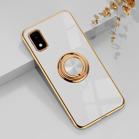 Coque Ultra Fine Silicone Souple Housse Etui avec Support Bague Anneau Aimante Magnetique AN1 pour Sharp Aquos wish3 Blanc