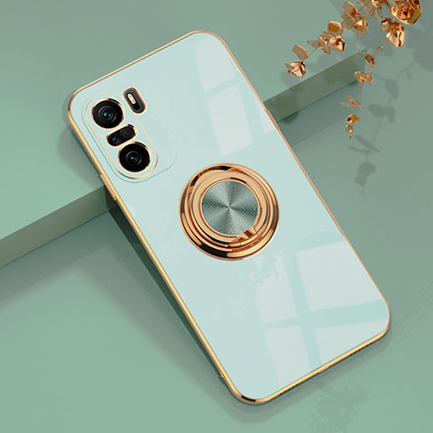 Coque Ultra Fine Silicone Souple Housse Etui avec Support Bague Anneau Aimante Magnetique AN1 pour Xiaomi Mi 11i 5G Pastel Vert