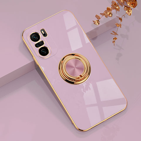 Coque Ultra Fine Silicone Souple Housse Etui avec Support Bague Anneau Aimante Magnetique AN1 pour Xiaomi Mi 11i 5G Violet Clair