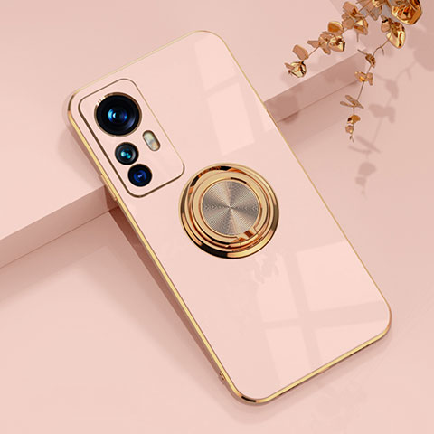 Coque Ultra Fine Silicone Souple Housse Etui avec Support Bague Anneau Aimante Magnetique AN1 pour Xiaomi Mi 12T 5G Or Rose