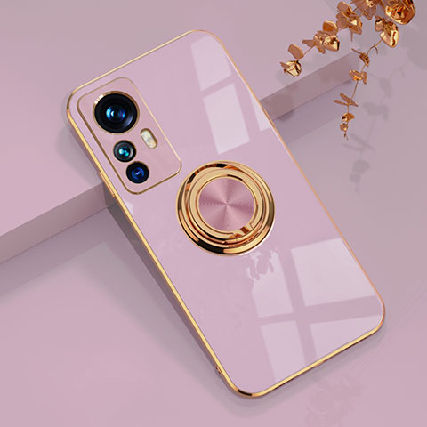 Coque Ultra Fine Silicone Souple Housse Etui avec Support Bague Anneau Aimante Magnetique AN1 pour Xiaomi Mi 12T 5G Violet Clair