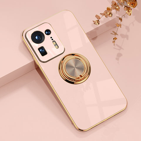 Coque Ultra Fine Silicone Souple Housse Etui avec Support Bague Anneau Aimante Magnetique AN1 pour Xiaomi Mi Mix 4 5G Rose